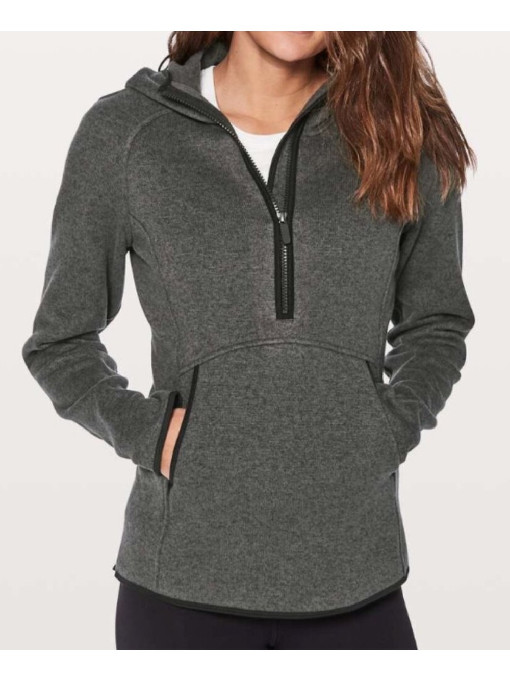 Lululemon Fleece & Thank You Pullover in Heathered Black / Black size 6